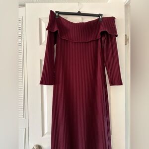 Elegant Burgundy Off-Shoulder Dress